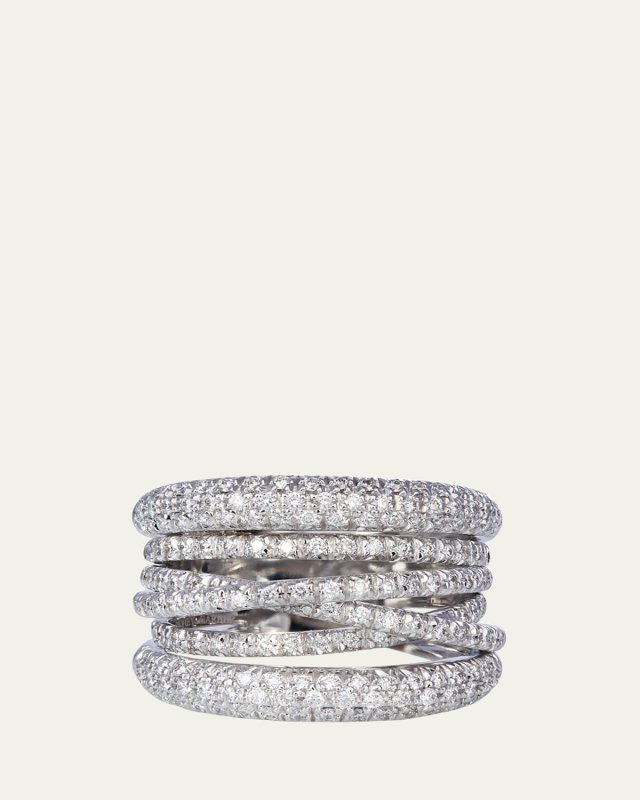 18K White Gold Diamond Scribble Band Ring